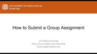 How to submit a Group Assignment