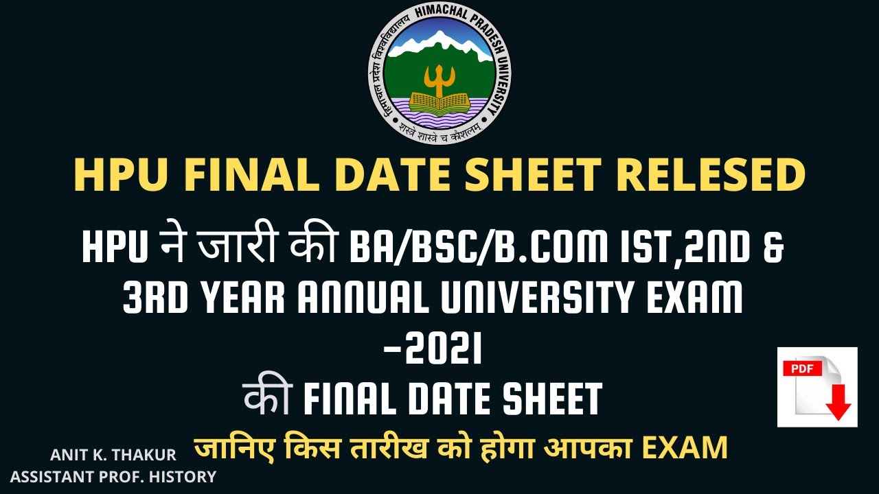 HPU B.A/BSC/B.Com FINAL DATE SHEET APRIL-2021 RELESED I FINAL DATE OF ...