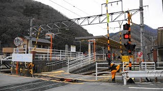 身延線【№281】下部温泉駅構内踏切・通過・走行映像　山梨県南巨摩郡身延町上之平