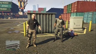 Gta 5 Merryweather mercenaries bullying a construction worker