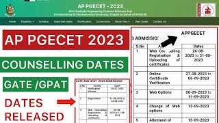 AP PGECET 2023 COUNSELLING DATES RELEASED | GATE ADMISSIONS SCHEDULE OUT