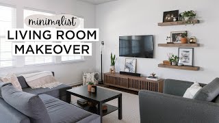 EXTREME Living Room MAKEOVER | Mid-Century Modern + Minimal