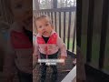 toddler tries to blame mom for her being covered in dirt