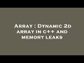 Array : Dynamic 2d array in c++ and memory leaks