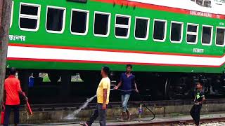 The Train Staff Of Chilahiti Railway Station Was Washing Nilsagar Express Train For Next Journey.