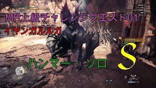 【MHW:IB】MR上級チャレンジクエスト01 イャンガルルガ  ハンマー ソロ S 05'47\