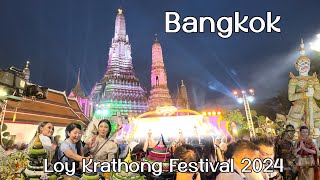 [4K HDR] Amazing Loi Krathong at Wat Arun  Thailand River Festival  Bangkok 2024