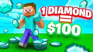 INSANE Minecraft Diamond Race! 1 DIAMOND = $100