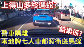 上得山多終遇蛇 ? 警車隔離 兩地牌七人車都照衝斑馬線 結果係 ?