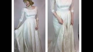 Vintage 1950s Wedding Dress Georgette Ring Silk Lace Embroidery, Grace Kelly Style