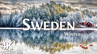 Winter Sweden 4K Ultra HD • Peaceful Piano Music ❄️ Scenic Relaxation Film with Calming Music