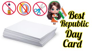 white paper 🇮🇳 happy republic day greeting card/ how to make greeting card for happy republic day