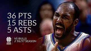 Karl Malone 36 pts 15 rebs 5 asts vs Bulls 96/97 season