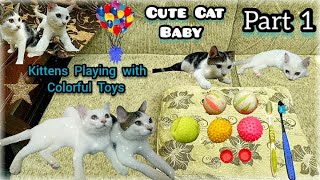💞Cute Baby Cat_Kittens 😃Playing Sweetly_👍Beautiful Cats are Playing with Colorful 🎾Toys_Funny Part 1