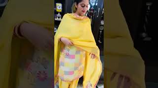 ek designer mere suit#nimratkhaira #suitlover #shorts new panjabi salwar suit design2022#yellow suit