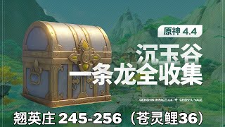 【原神Genshin Impact】4.4沉玉谷宝箱+苍灵鲤+摩拉堆 一条龙收集P16 (成就数333) | 翘英庄 245-256（苍灵鲤36）