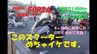 《HONDA FORZA 新型MF 15》 初回点検、早くも2週間で走行1,000km突破。