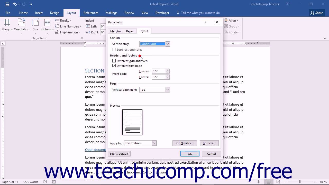 Word 2016 Tutorial Layout Settings Microsoft Training - YouTube