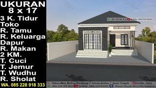 Modern House, Ukuran 8x17 II 3 K. Tidur II Desain Rumah Minimalis Lantai 1