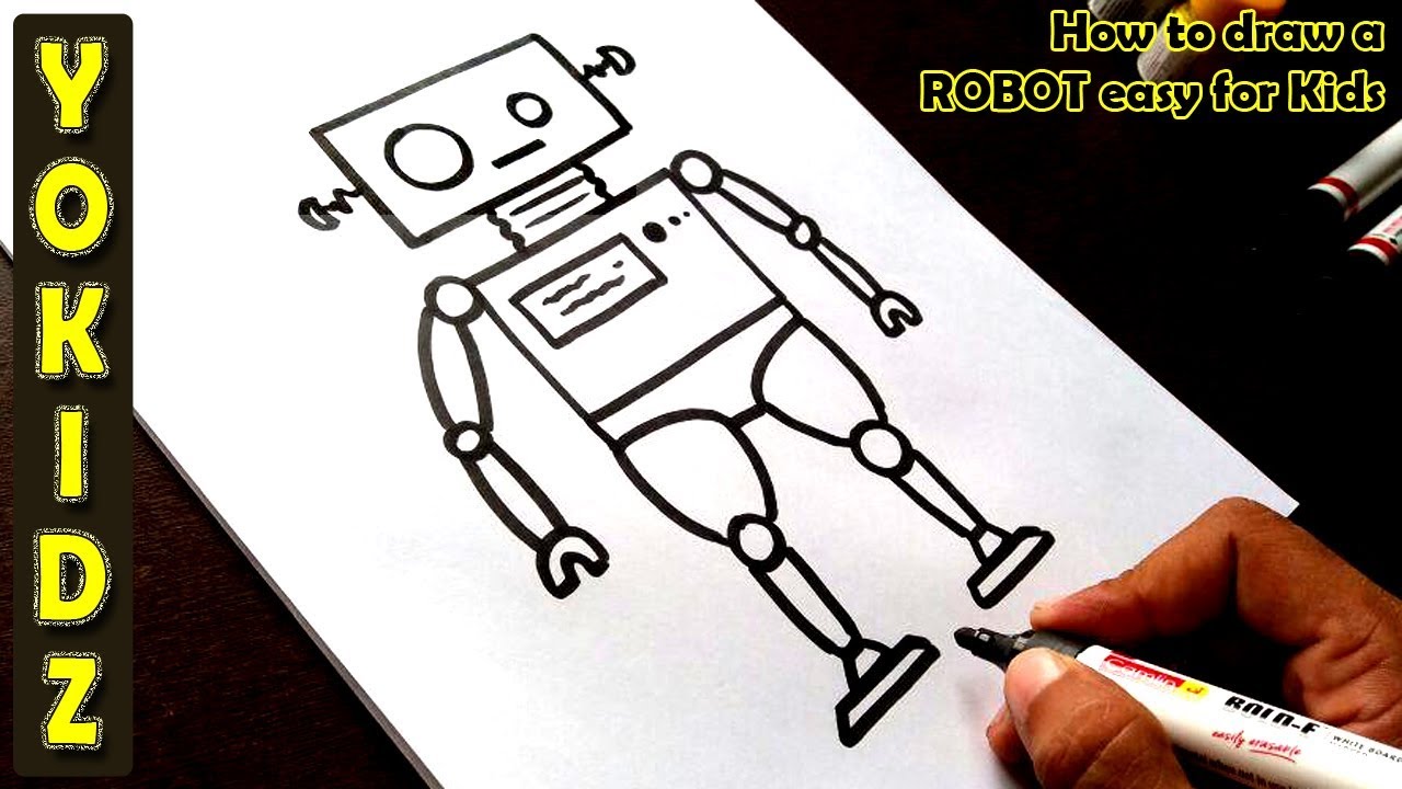 How To Draw A ROBOT Easy For Kids - YouTube