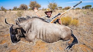 GIANT African WILDEBEEST Catch Clean Cook!!! (Far Shot)