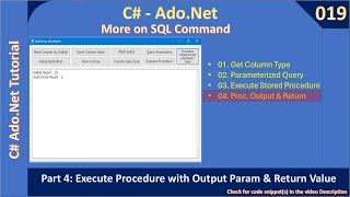 More SqlCommand | Part 4 - Execute Procedure with Output & Return | Ado Net Tutorial #019