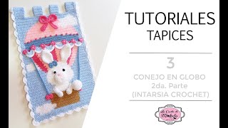 🍀 TUTORIAL TAPIZ CONEJO EN GLOBO | Amigurumi BUNNY Wall Hanging | Intarsia Crochet | 2/4