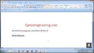 Selenium webdriver prerequisite : Core Java concepts : Inheritance - Java videos for Selenium