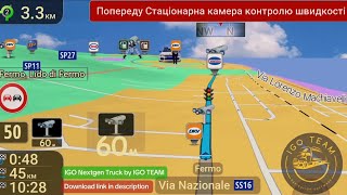 Demonstration of navigation for TRUCK: IGO Nextgen Premium 2024 Q2. For Android. Europe \u0026 England