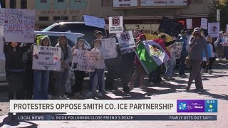 Protestors continue to gather in downtown Tyler opposing immigration detainments