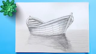 Simple Boat Drawing | How to draw a Boat | pencil sketch of Boat ⛵#boat_drawing