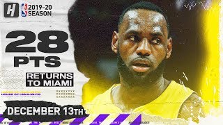 LeBron James RETURNS TO MIAMI 28 Pts Full Highlights | Lakers vs Heat | December 13, 2019