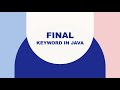 Final keyword in Java | Basics of Java