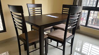 Moe 4 Seater Dining Set in Walnut Finish by Mintwud by Pepperfry