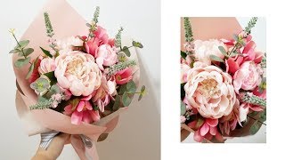 花束包裝｜2019年母親節絲花花束包裝 Mother's Day bouquet wrapping｜Nicole花藝教室