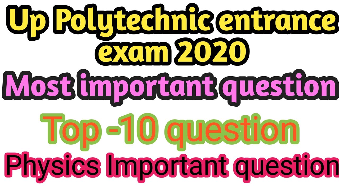 #polytechnic Entrance Exam Preparation 2020,#jeecup 2020,#physics ...