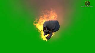 Human Skull with Fire Effect Green Screen HD