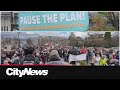 Large rally outside of Vancouver City Hall in protest of the current Broadway Plan