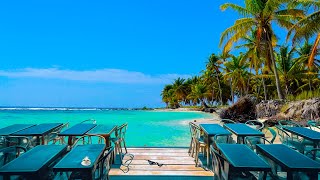 Caribbean Coffee Shop Ambience ☕ Beach Cafe Music with Smooth Bossa Nova, Ocean Waves for Relaxation
