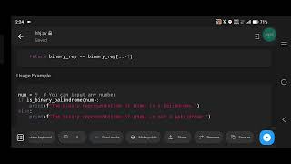 Python Program to Check if Binary Representation is Palindrome