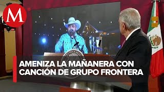 AMLO pide "No se va" de Grupo Frontera en La Mañanera: "¿Rifa o no rifa?"