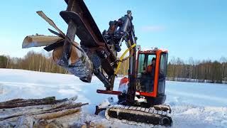 Vedklyvning med Kobelco sk40sr