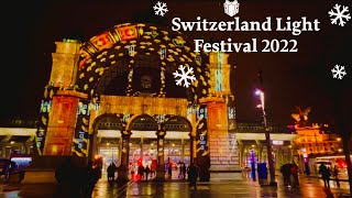 Switzerland light show 2022 | LiLu Lichtfestival Luzern | 4k Ultra HD| Luzern Hauptbahnhof