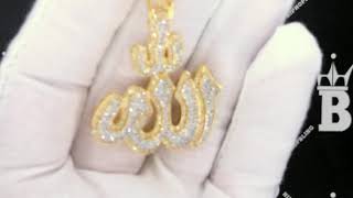 Gold Allah Iced Out CZ Hip Hop Bling Bling Pendant | Arabic