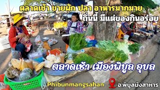 พาเลาะตลาดเช้า ตอนสายๆ เมืองพิบูล จ.อุบล ถิ่นนี้มีปลาจากแม่น้ำมูลอร่อยๆ อาหารพืชผักหลากหลาย