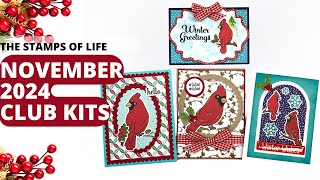 Winter Cards with The Stamps of Life November 2024 Club Kits | Winter Birds