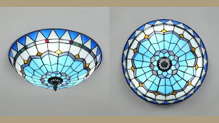 Aeyee Tiffany Style Ceiling lamp Blue Stained Glass Lamp for Entrance, Kitchen, Bedroom 15.7\