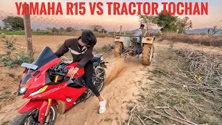 Yamaha R15 VS tractor tochan video🚜🏍️|| latest 2025 ||😱 tochan mein maja a Gaya || @C.RExperiment