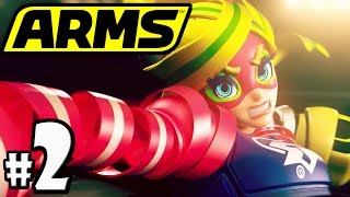 ARMS PART 2 - Nintendo Switch Gameplay Walkthrough - 2- Player Grand Prix - Ribbon Girl VS Hedlok