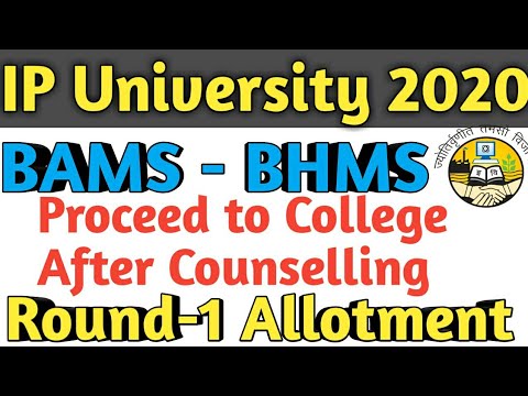 IP University BAMS BHMS Round-1 Counseling College Admission Procedure ...